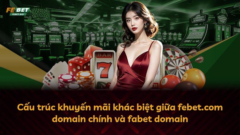 Cấu trúc khuyến mãi khác biệt giữa febet.com domain chính và fabet domain